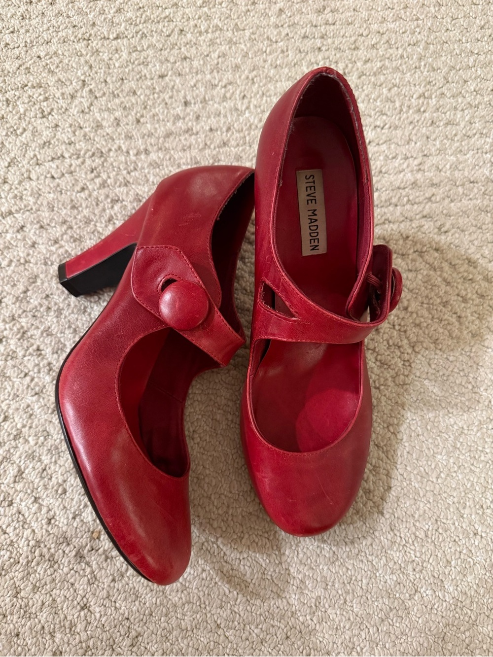 Steve Madden Red Leather Mary Jane Heels size 10